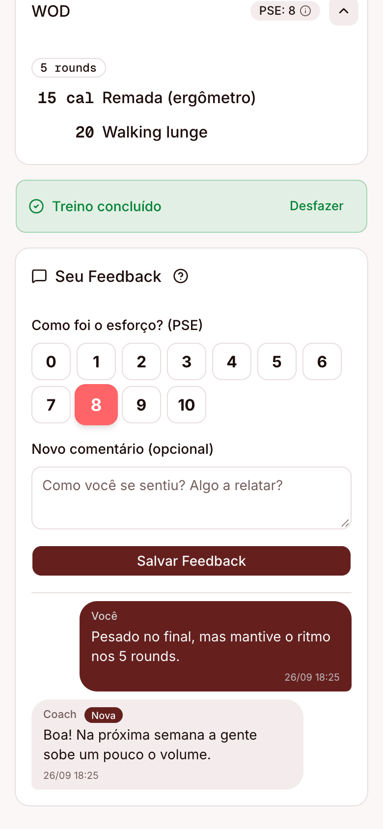 Registro de PSE e comentário no app TRF